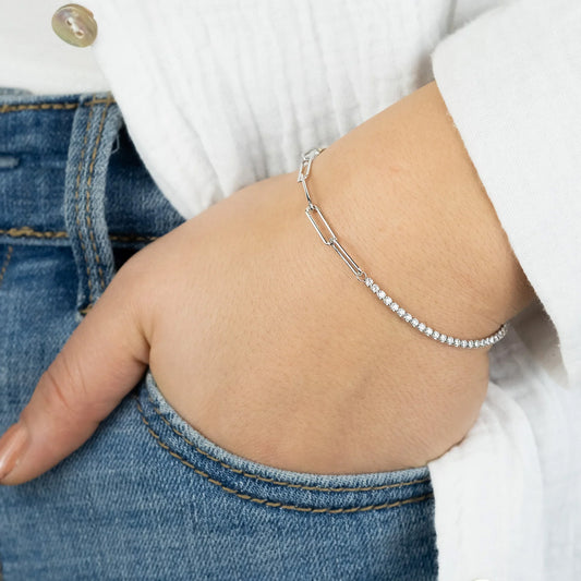 ENGELSRUFER SILVER SHINY CZ CHARM BRACELET