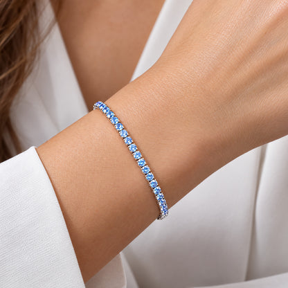 ENGELSRUFER SILVER BLUE CZ TENNIS BRACELET