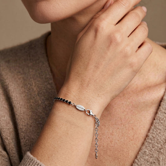 ENGELSRUFER SILVER BLACK CZ TENNIS BRACELET
