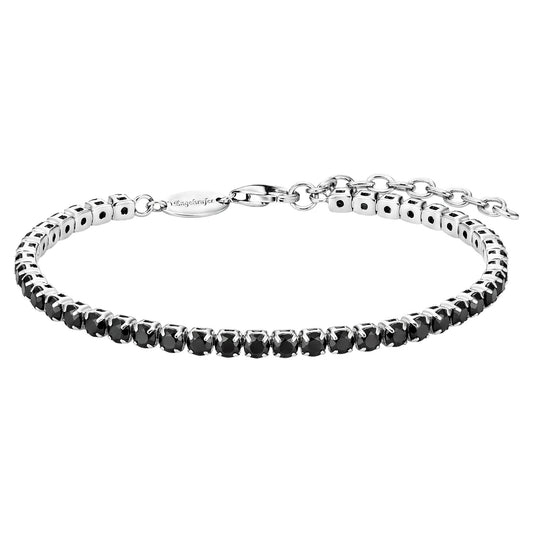 ENGELSRUFER SILVER BLACK CZ TENNIS BRACELET