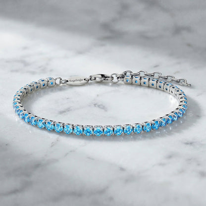 ENGELSRUFER SILVER BLUE CZ TENNIS BRACELET