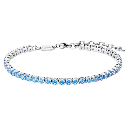 ENGELSRUFER SILVER BLUE CZ TENNIS BRACELET