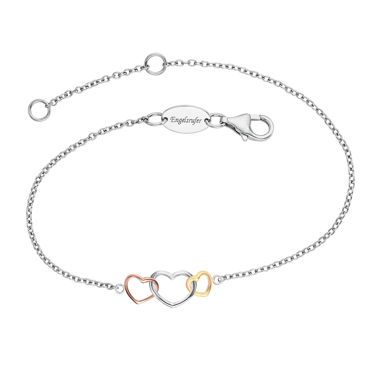 ENGELSRUFER SILVER WITH LOVE 3-HEARTS INTERLOCKING BRACELET