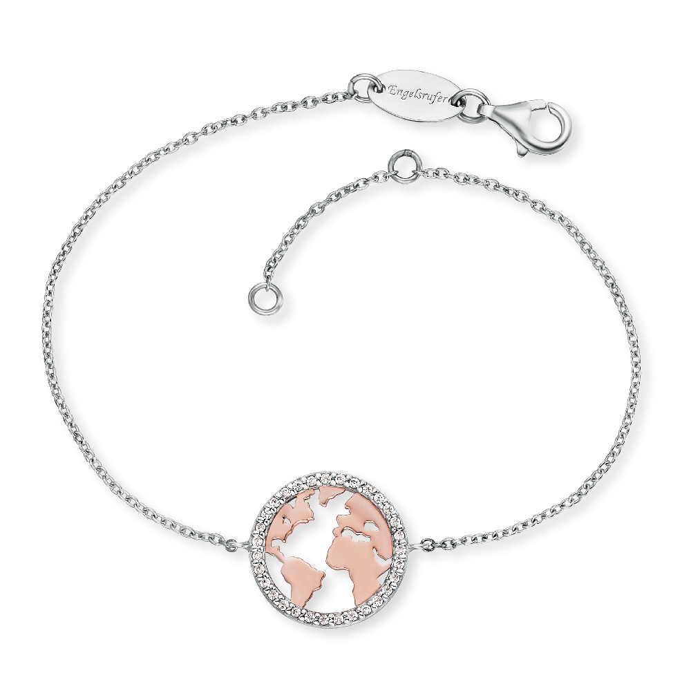 ENGELSRUFER SILVER ROSE GOLD WORLD CZ BRACELET