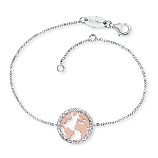 ENGELSRUFER SILVER ROSE GOLD WORLD CZ BRACELET