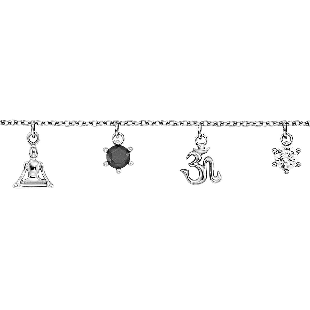 ENGELSRUFER SILVER YIN YANG BUDDHA OM BALANCE CZ BRACELET