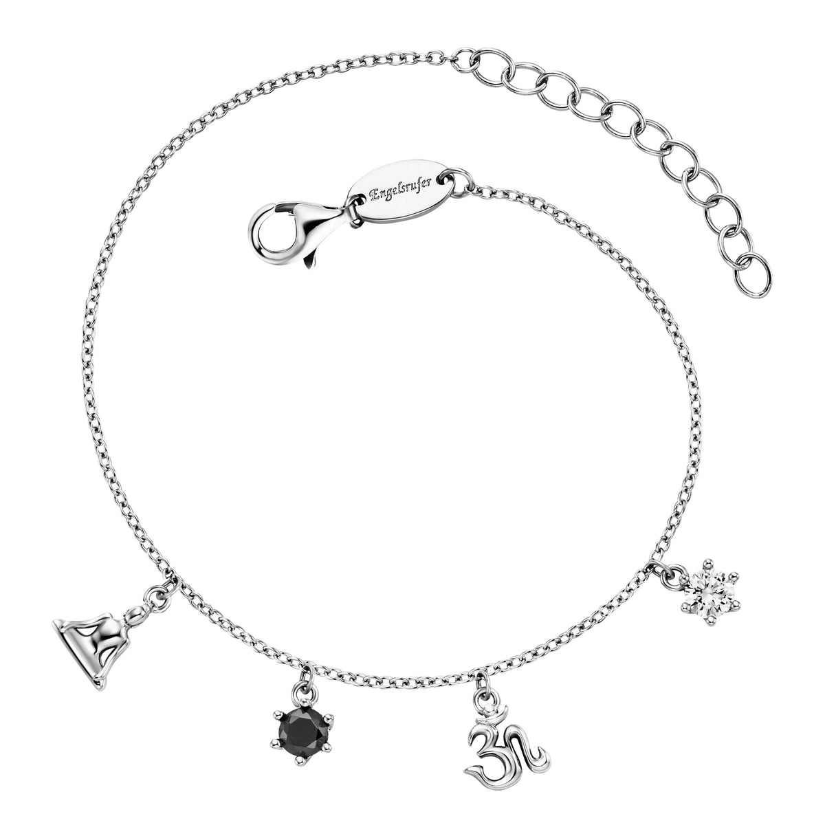 ENGELSRUFER SILVER YIN YANG BUDDHA OM BALANCE CZ BRACELET