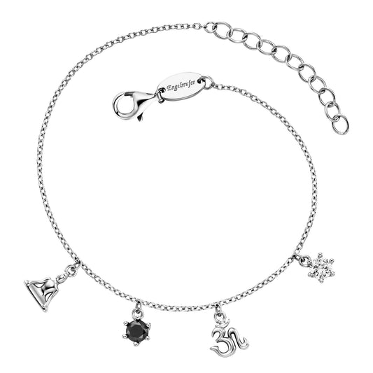 ENGELSRUFER SILVER YIN YANG BUDDHA OM BALANCE CZ BRACELET
