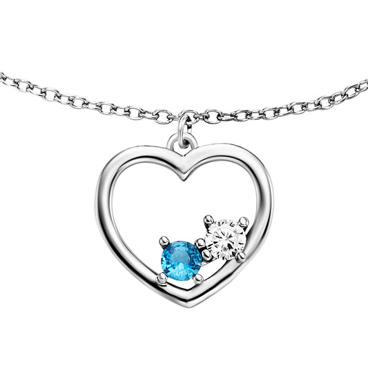 ENGELSRUFER SILVER OCEAN BLUE YIN YANG OPEN HEART CZ BRACELET