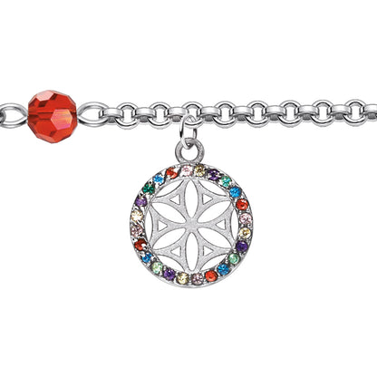ENGELSRUFER STEEL BOHO FLOWER OF LIFE RAINBOW ANKLET & BRACELET