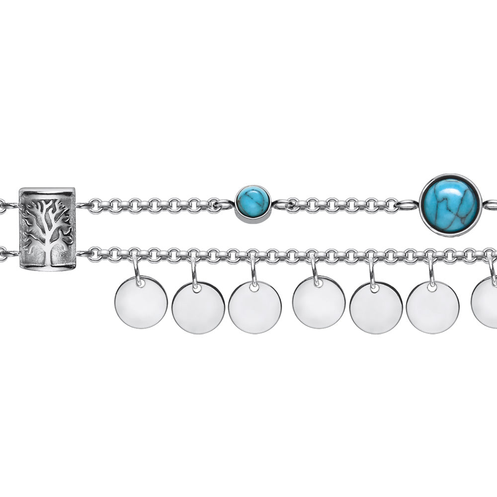 ENGELSRUFER STEEL BOHO TREE OF LIFE SILVER ANKLET & BRACELET