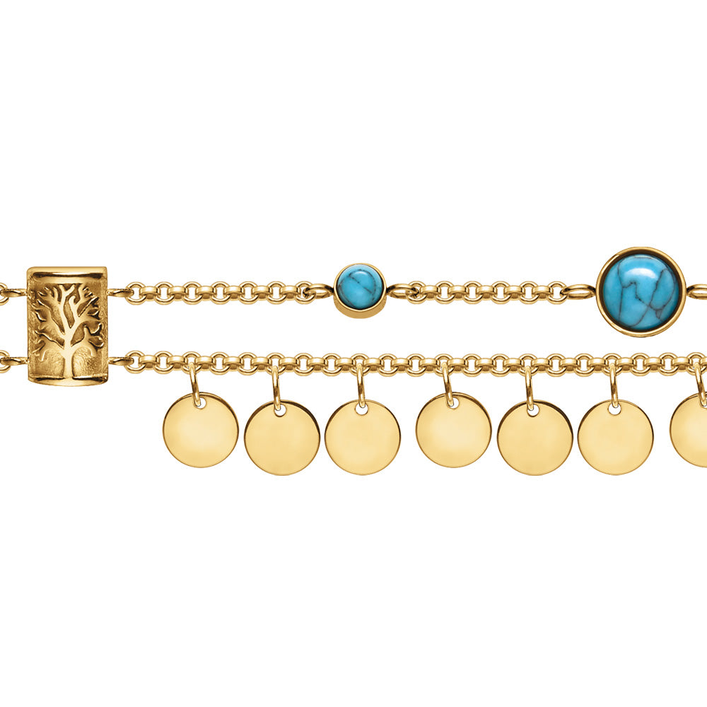 ENGELSRUFER STEEL BOHO TREE OF LIFE GOLD ANKLET & BRACELET