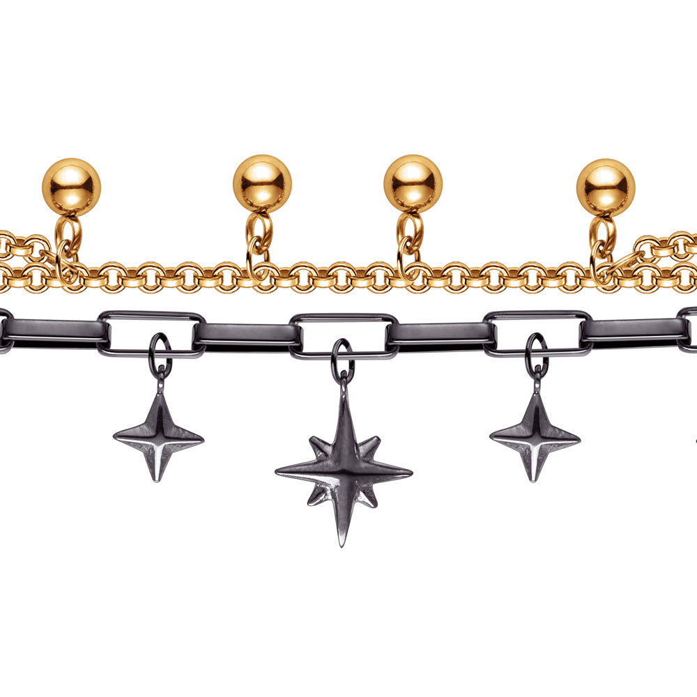 ENGELSRUFER STEEL BOHO WINDROSE ANKLET & BRACELET