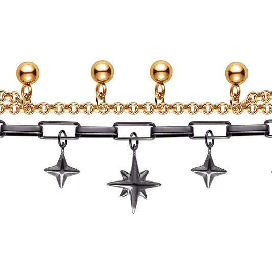 ENGELSRUFER STEEL BOHO WINDROSE ANKLET & BRACELET