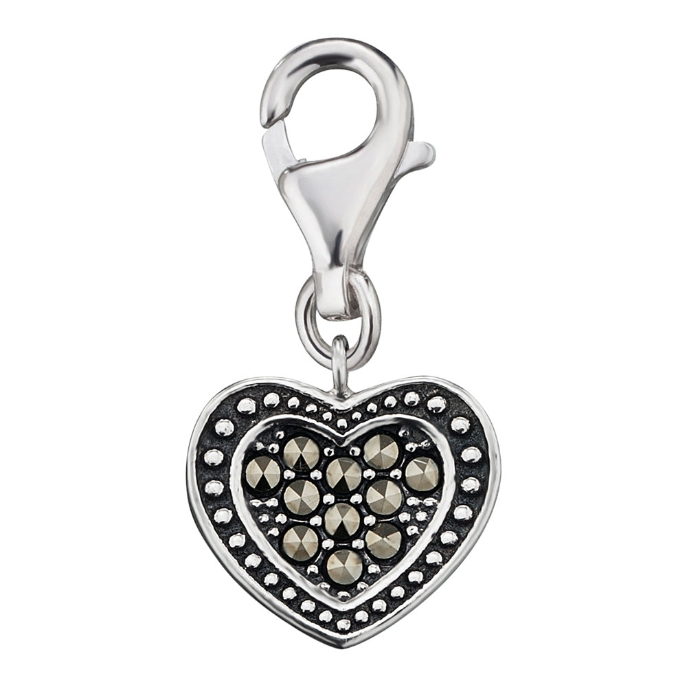 ENGELSRUFER SILVER MARCASITE HEART CHARM