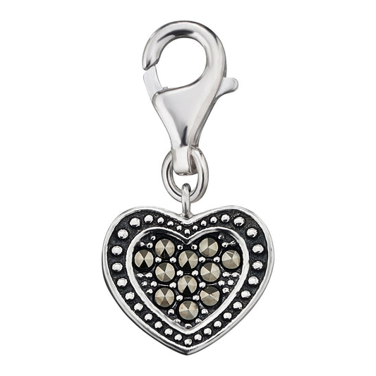 ENGELSRUFER SILVER MARCASITE HEART CHARM