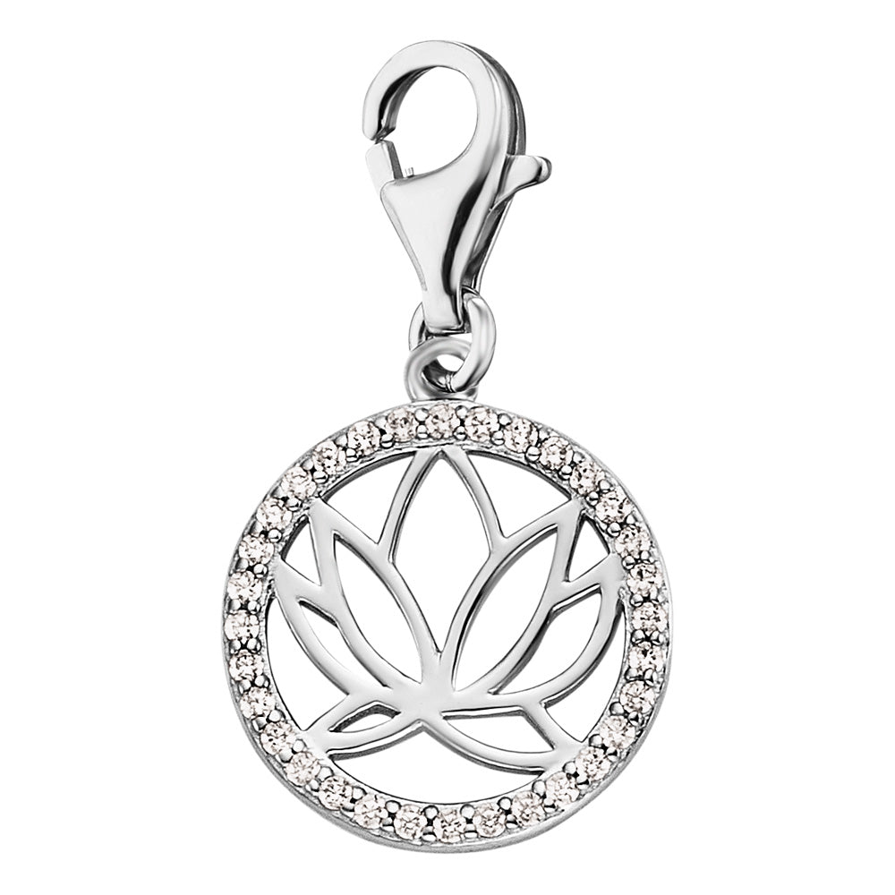 ENGELSRUFER SILVER LOTUS CZ CHARM