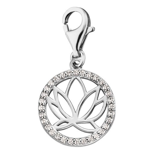 ENGELSRUFER SILVER LOTUS CZ CHARM