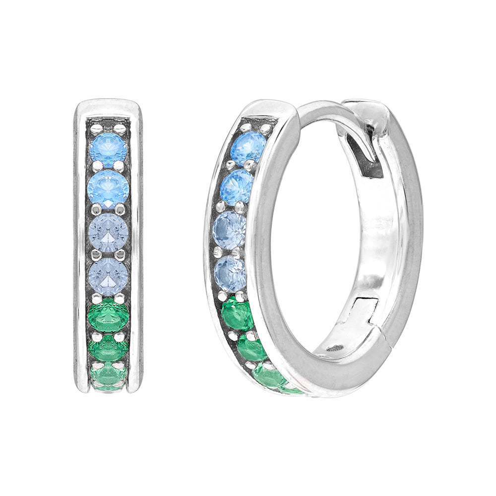 ENGELSRUFER SILVER 13MM COOL RAINBOW CZ HOOP EARRINGS
