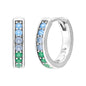 ENGELSRUFER SILVER 13MM COOL RAINBOW CZ HOOP EARRINGS