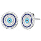 ENGELSRUFER SILVER LUCKY EYE BLUE CZ STUD EARRINGS