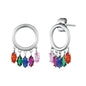 ENGELSRUFER SILVER RAINBOW MARQUISE CZ CIRCLE EARRINGS