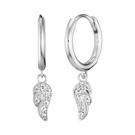 ENGELSRUFER FLYING WING CZ SILVER 14MM HOOP EARRINGS