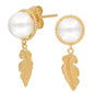 ENGELSRUFER GOLD GLORY FEATHER PEARL STUD EARRINGS