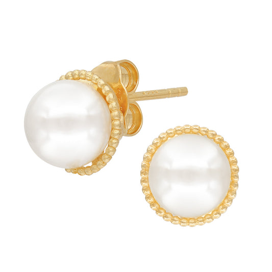 ENGELSRUFER GOLD GLORY PEARL STUD EARRINGS