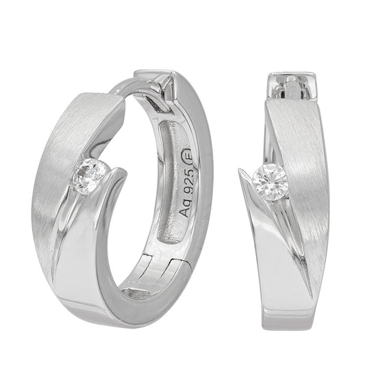 ENGELSRUFER SILVER JANA CZ HUGGIE HOOP EARRINGS