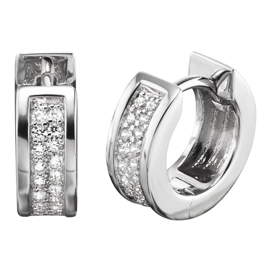 ENGELSRUFER SILVER LENA 13MM CZ HUGGIE HOOP EARRINGS