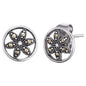 ENGELSRUFER SILVER MARCASITE FLOWER OF LIFE STUD EARRINGS