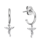 ENGELSRUFER SILVER LITTLE ANGEL CZ HOOP STUD EARRINGS