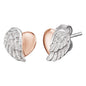 ENGELSRUFER SILVER ROSE GOLD HEARTWING STUD EARRINGS