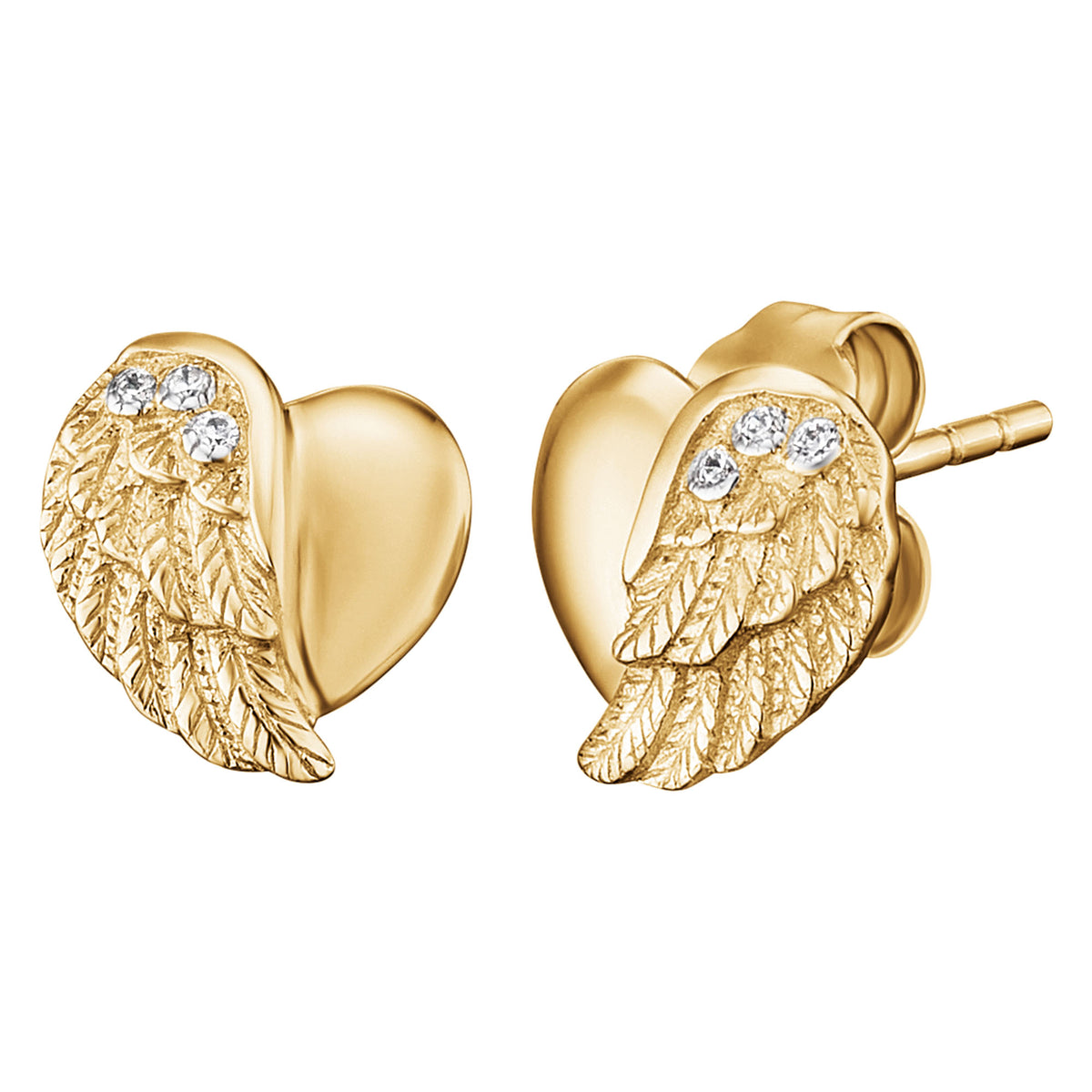 ENGELSRUFER GOLD HEARTWING STUD EARRINGS