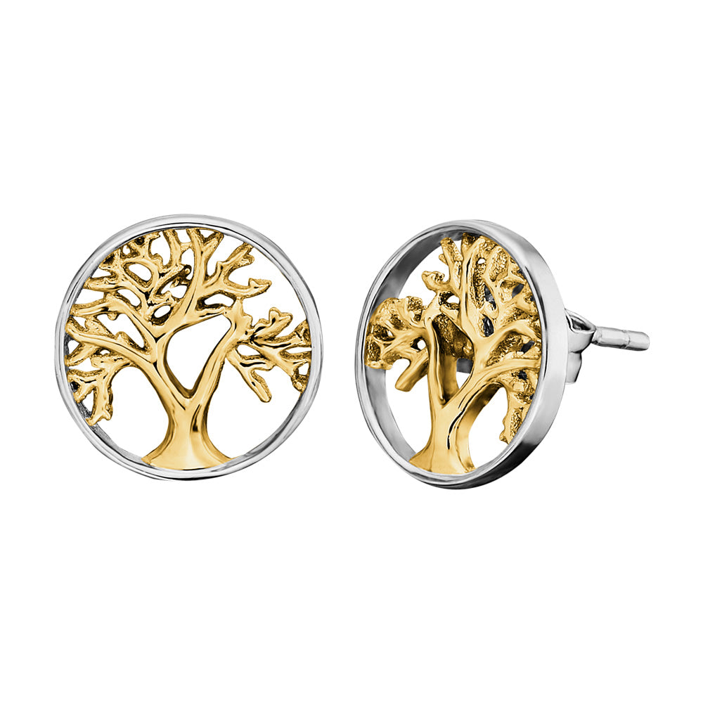 ENGELSRUFER TREE OF LIFE SILVER GOLD EARRINGS