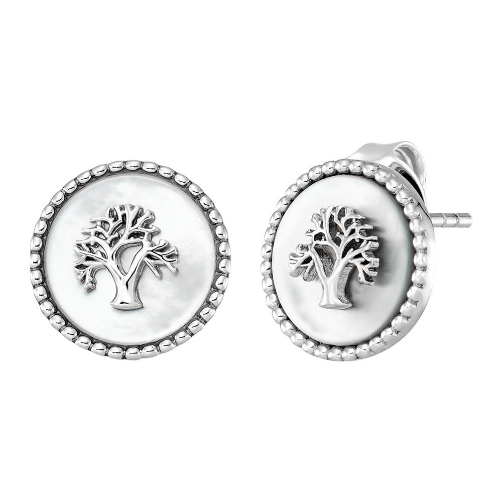ENGELSRUFER SILVER TREE OF LIFE MOTHER OF PEARL EARRINGS