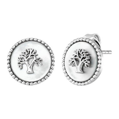 ENGELSRUFER SILVER TREE OF LIFE MOTHER OF PEARL EARRINGS