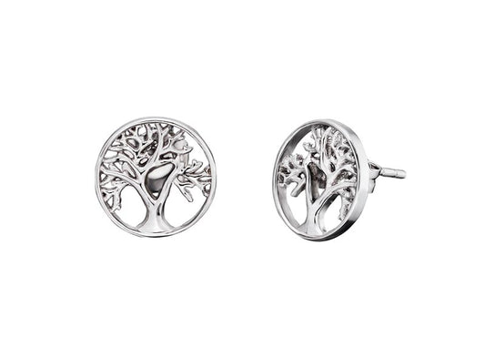 ENGELSRUFER SILVER TREE OF LIFE STUD EARRINGS