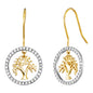 ENGELSRUFER SILVER & GOLD TREE OF LIFE DANGLE CZ HALO CIRCLE EARRINGS