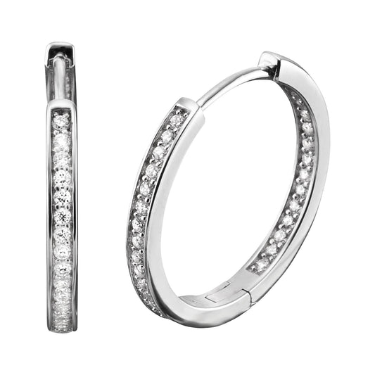 ENGELSRUFER SILVER LISA 24MM CZ HOOP EARRINGS