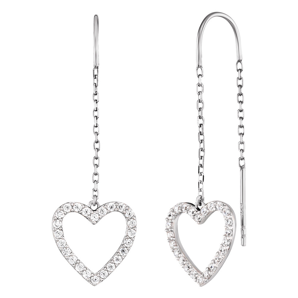 ENGELSRUFER SILVER LOVE HEART CZ THREAD EARRINGS