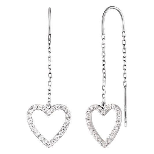 ENGELSRUFER SILVER LOVE HEART CZ THREAD EARRINGS