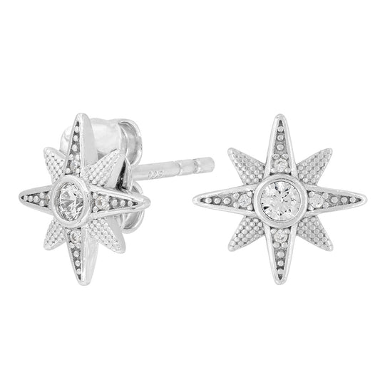 ENGELSRUFER SILVER NEW STAR CZ STUD EARRINGS