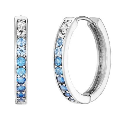 ENGELSRUFER SILVER OCEAN BLUE 21MM CZ HOOP EARRINGS