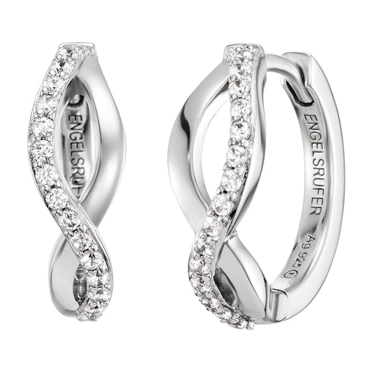 ENGELSRUFER SILVER INFINITY PARADISE 16.5MM CZ HOOP EARRINGS