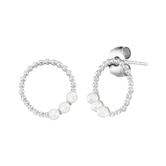 ENGELSRUFER SILVER PEARL TRIO STUD EARRINGS