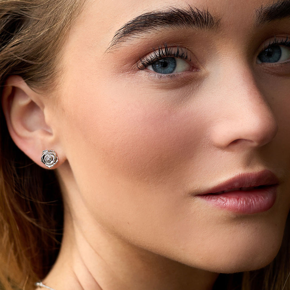 ENGELSRUFER ROSE SILVER CZ STUD EARRINGS