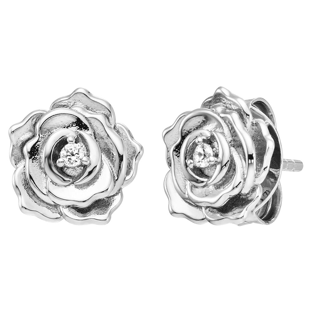 ENGELSRUFER ROSE SILVER CZ STUD EARRINGS