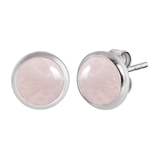 ENGELSRUFER SILVER ROSE QUARTZ STUD EARRINGS